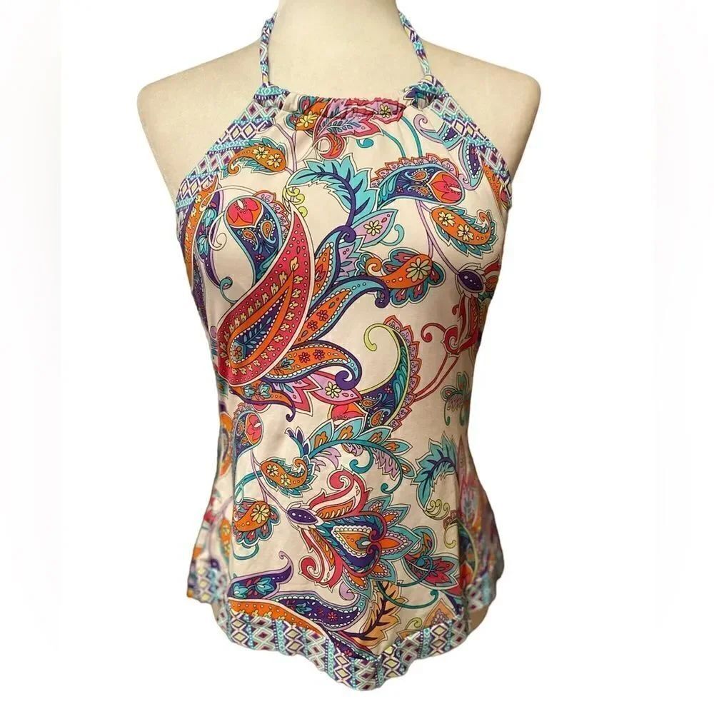 Gibson Latimer Halterkini Swim Top Size Large Halter Top
